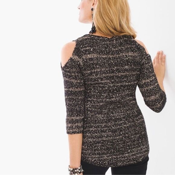 NWT Chico's Shelley Pullover Cold Shoulder Size L - Picture 2 of 7